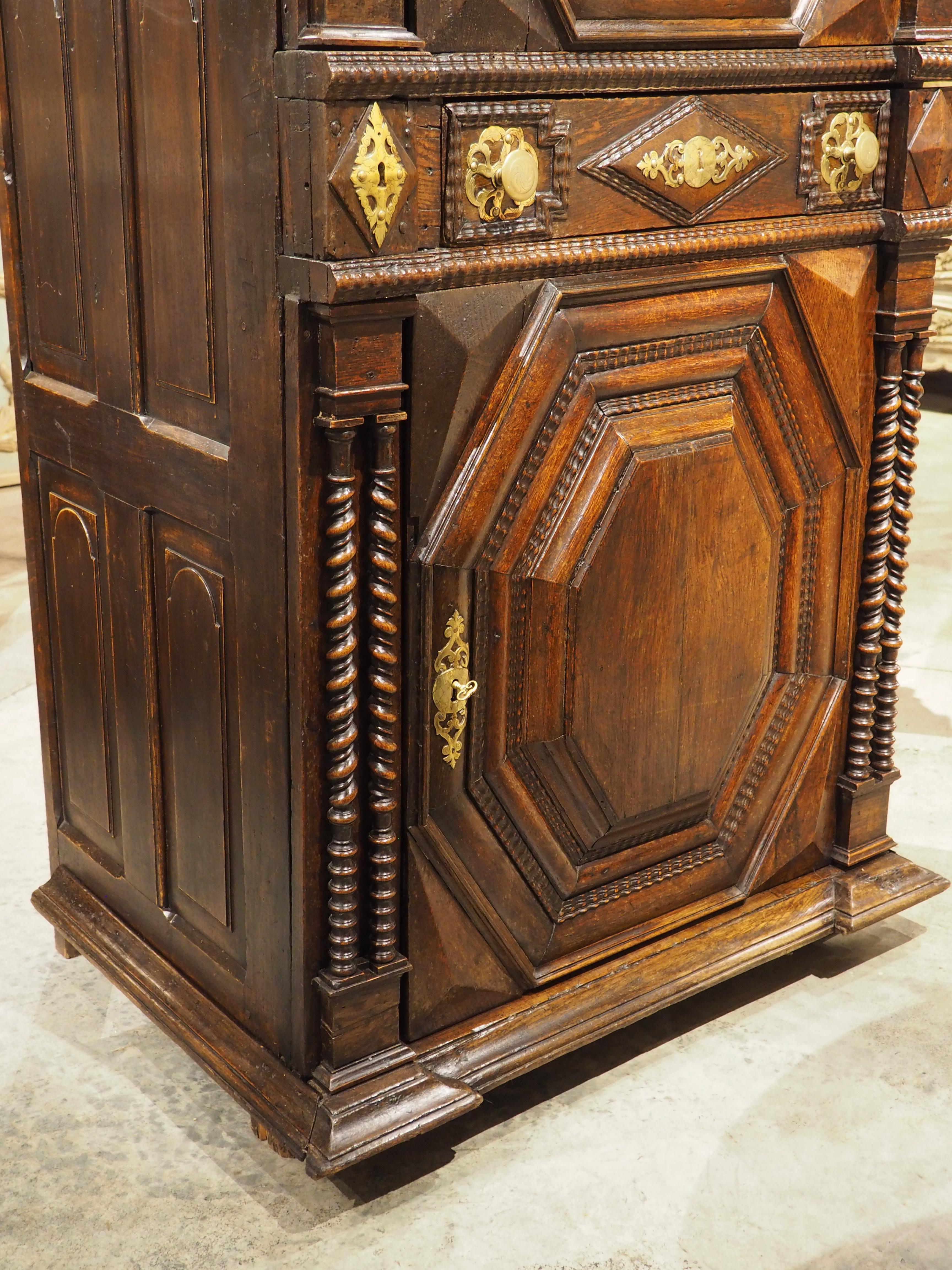 Antique Carved Oak Homme Debout Malouin Cabinet from St. Malo, France, C. 1700 For Sale 12