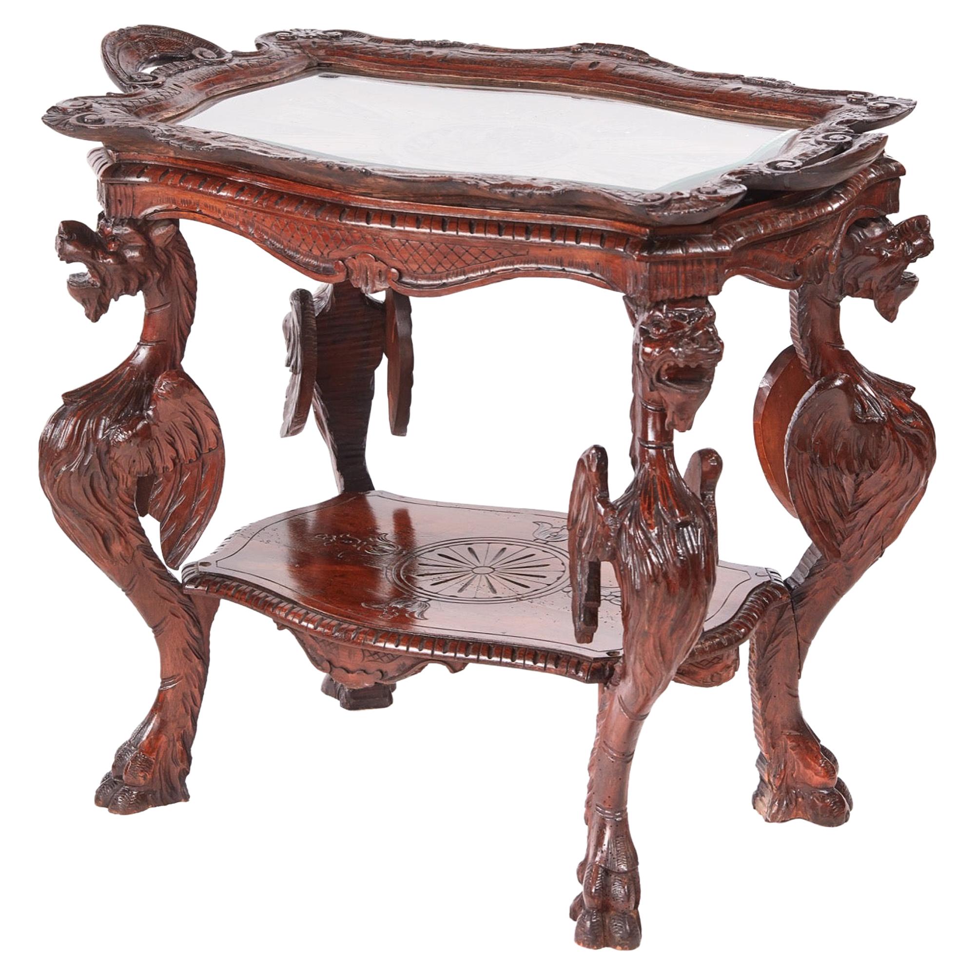 Antique Carved Oak Italian Centre Table