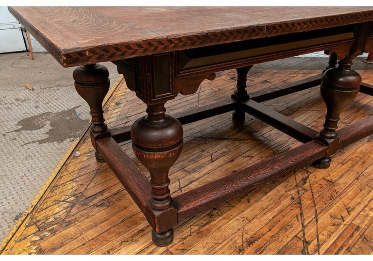 Antique Carved Oak Library or Hunt Table For Sale at 1stDibs