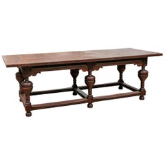 Antique Carved Oak Library or Hunt Table