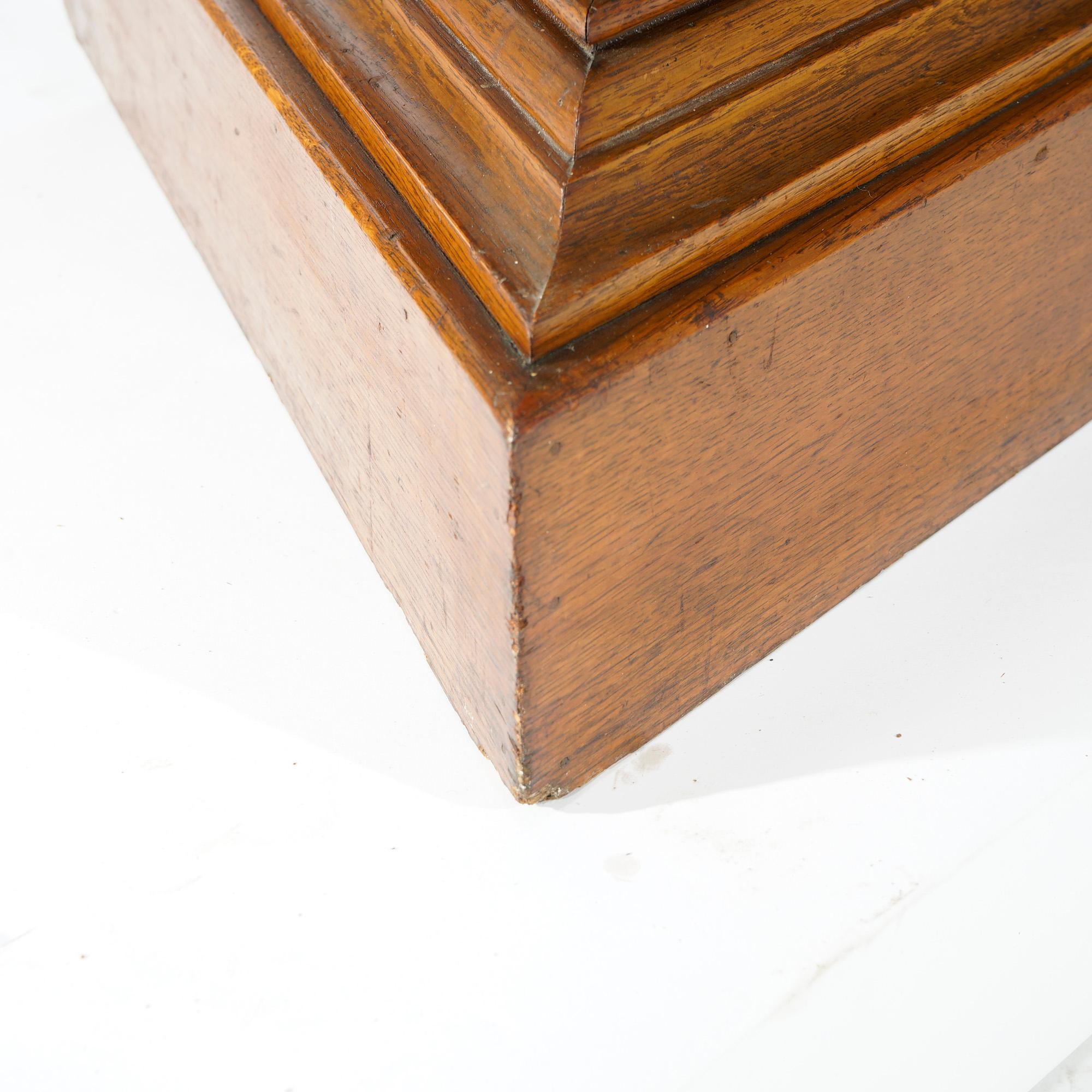 Antique Carved Oak Masonic Triangular Display Pedestal by Ward-Stilson, C1900 3