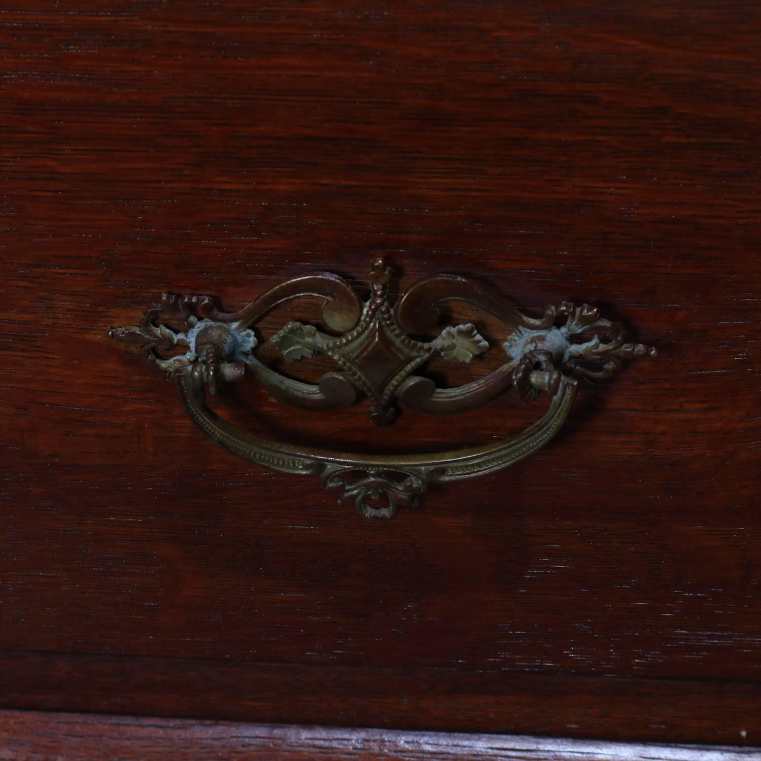 Lead Antique Carved Oak Mirrored China Buffet, circa 1910