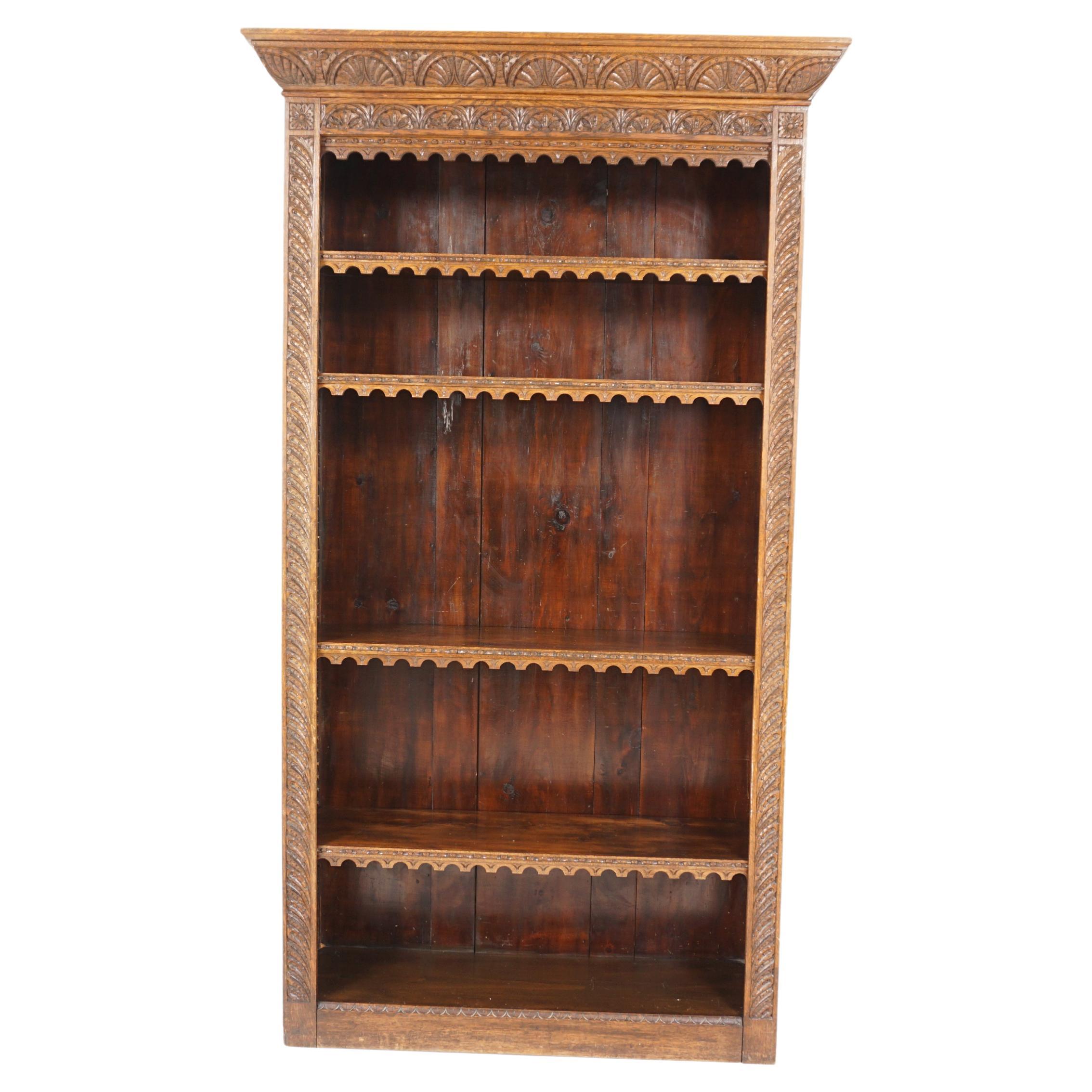Antique Display Golden Tiger Oak, Bookcase, Scotland 1920