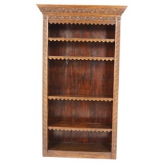 Antique Carved Oak Open Bookcase, Display Case, Scotland 1890, B2906