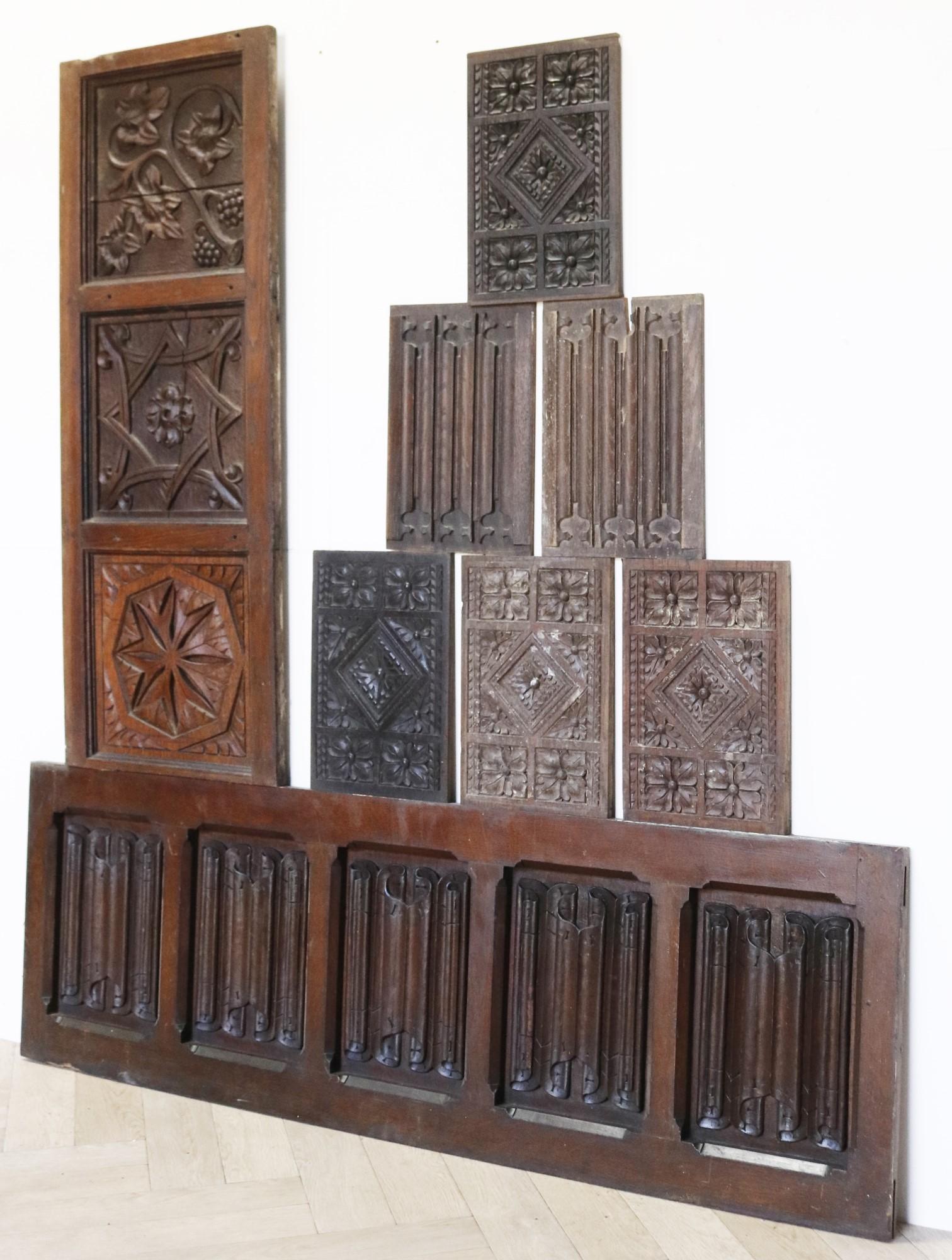 19th Century Antique Carved Oak Panelling