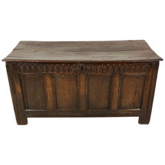 Antique Carved Oak Plank Coffer, 18th Century, Blanket Box, Trunk, 1770s, H148