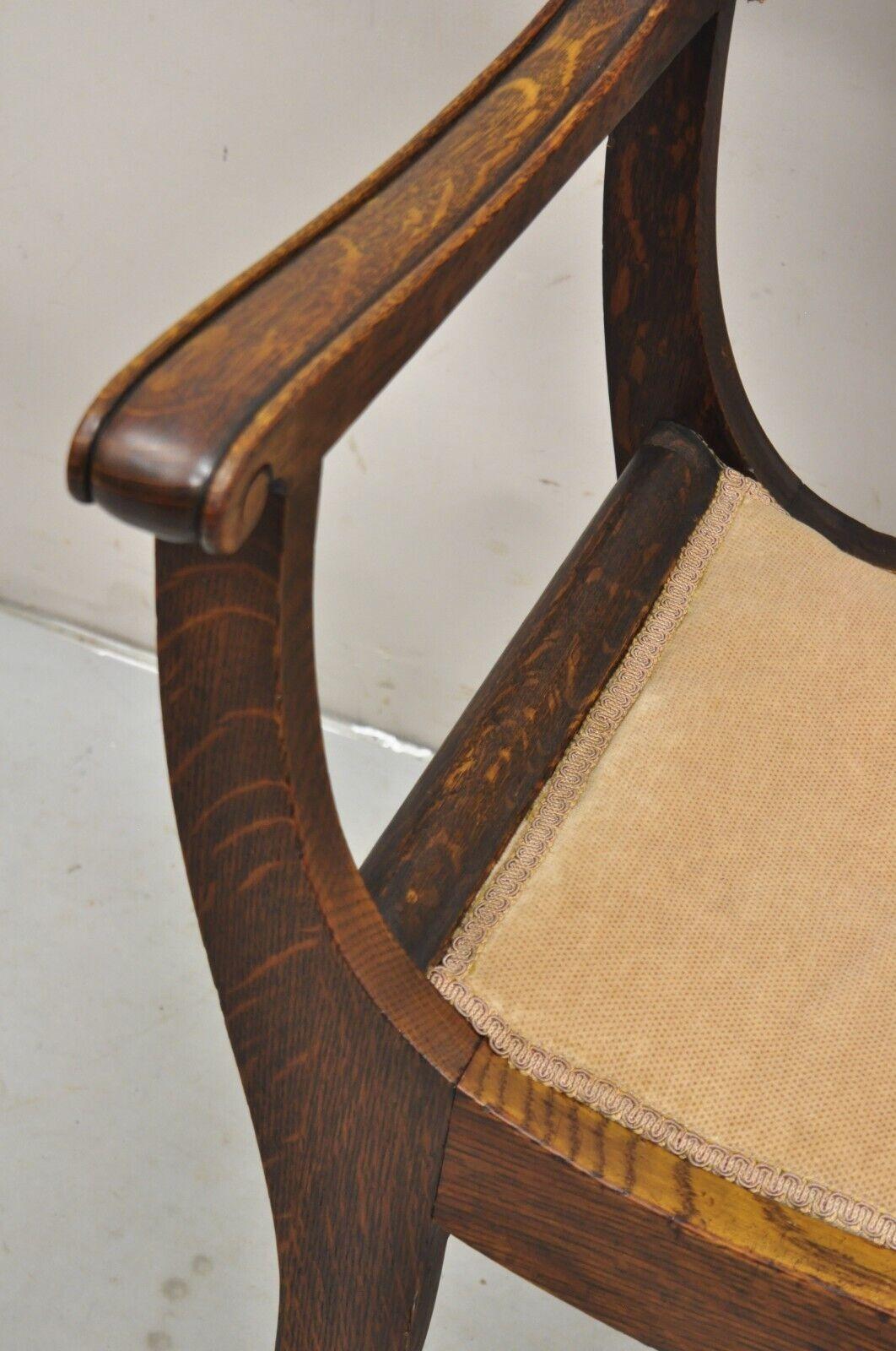 Antique Carved Oak Renaissance Revival Paw Foot Curule Throne Arm Chair For Sale 4