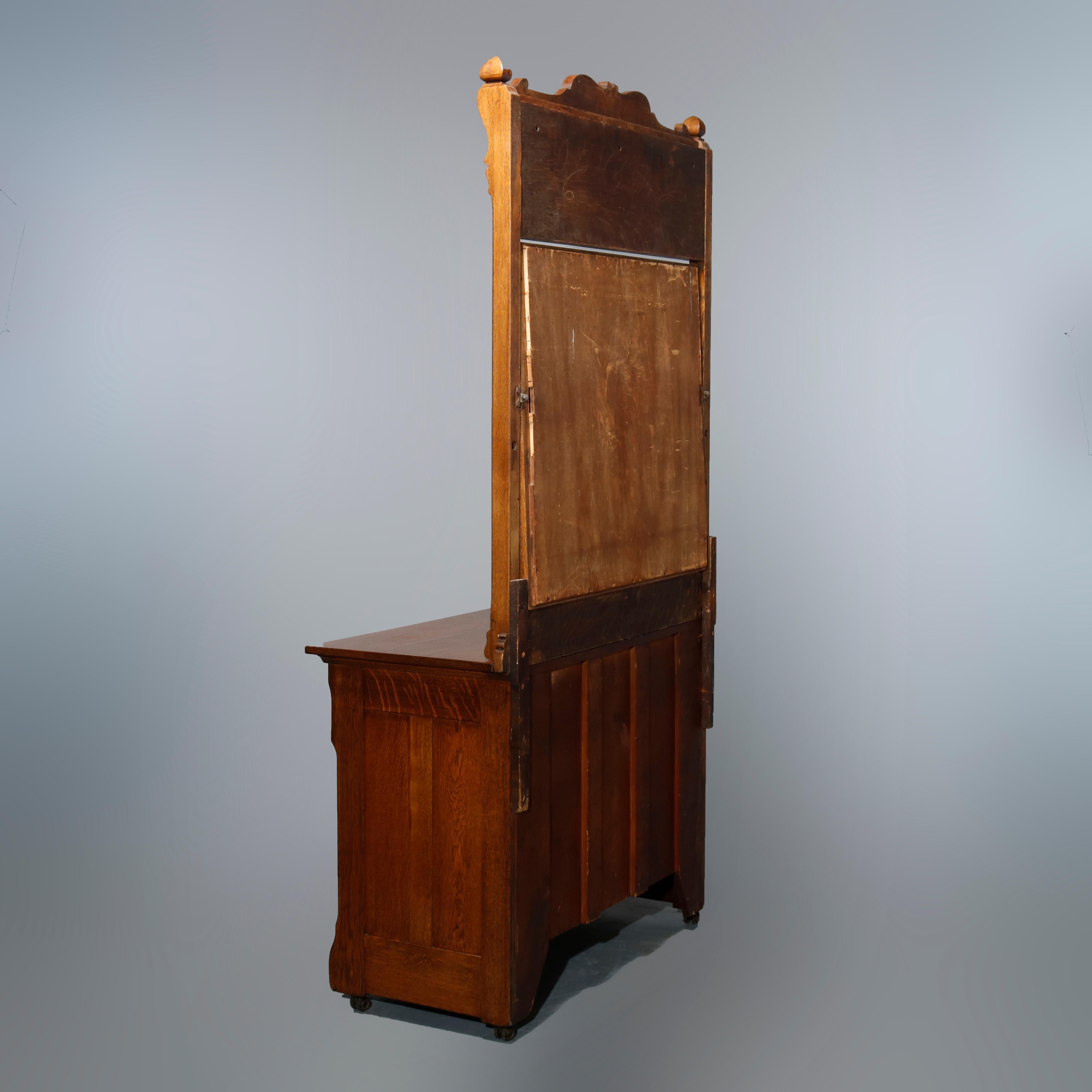 Antique Carved Oak RJ Horner School Four-Drawer Dresser with Mirror, Circa 1900 8