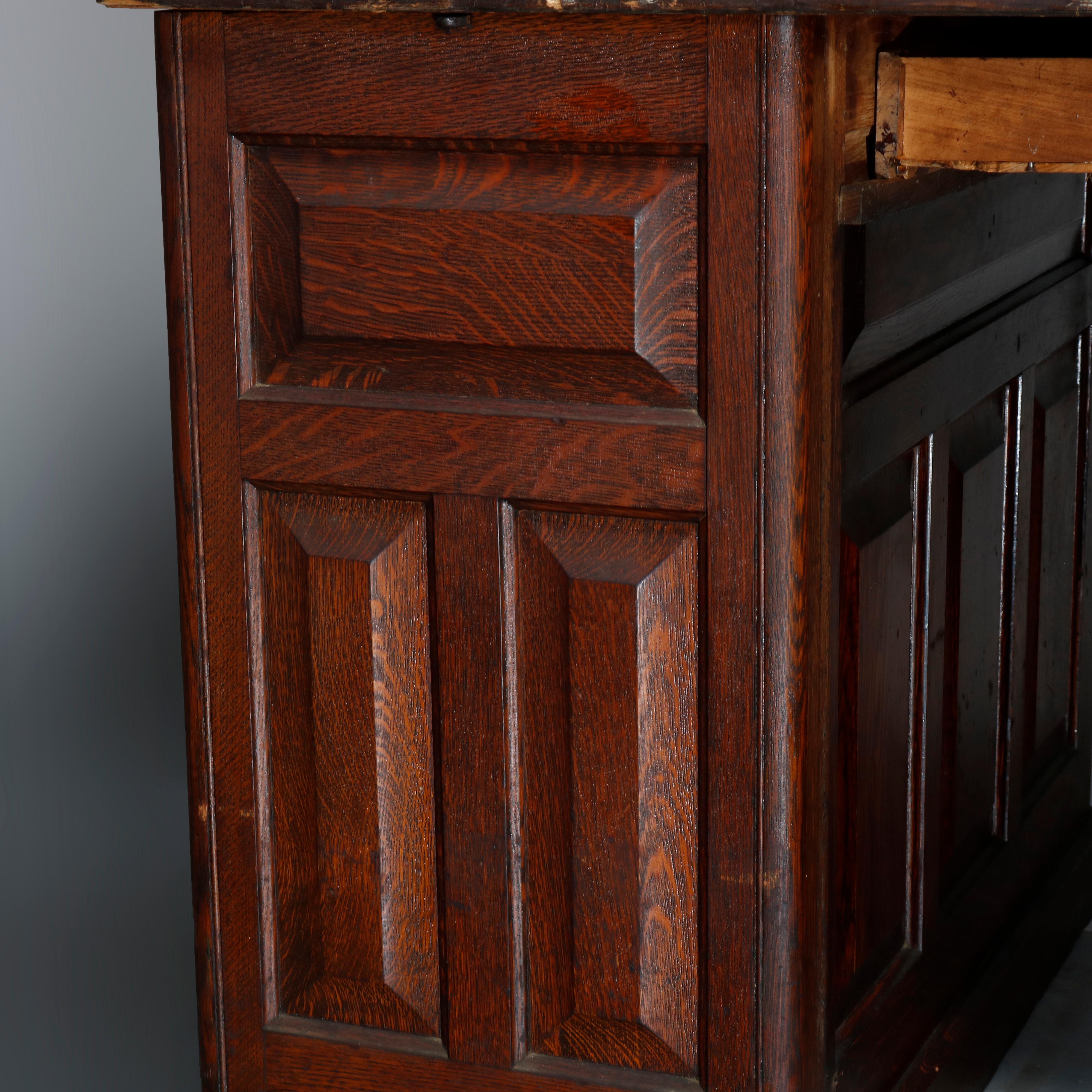 Antique Carved Oak S-Roll Top Desk by EH Staffordshire, c1900 6