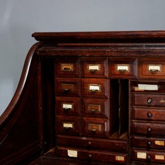 Antique Carved Oak S-Roll Top Desk by EH Staffordshire, c1900