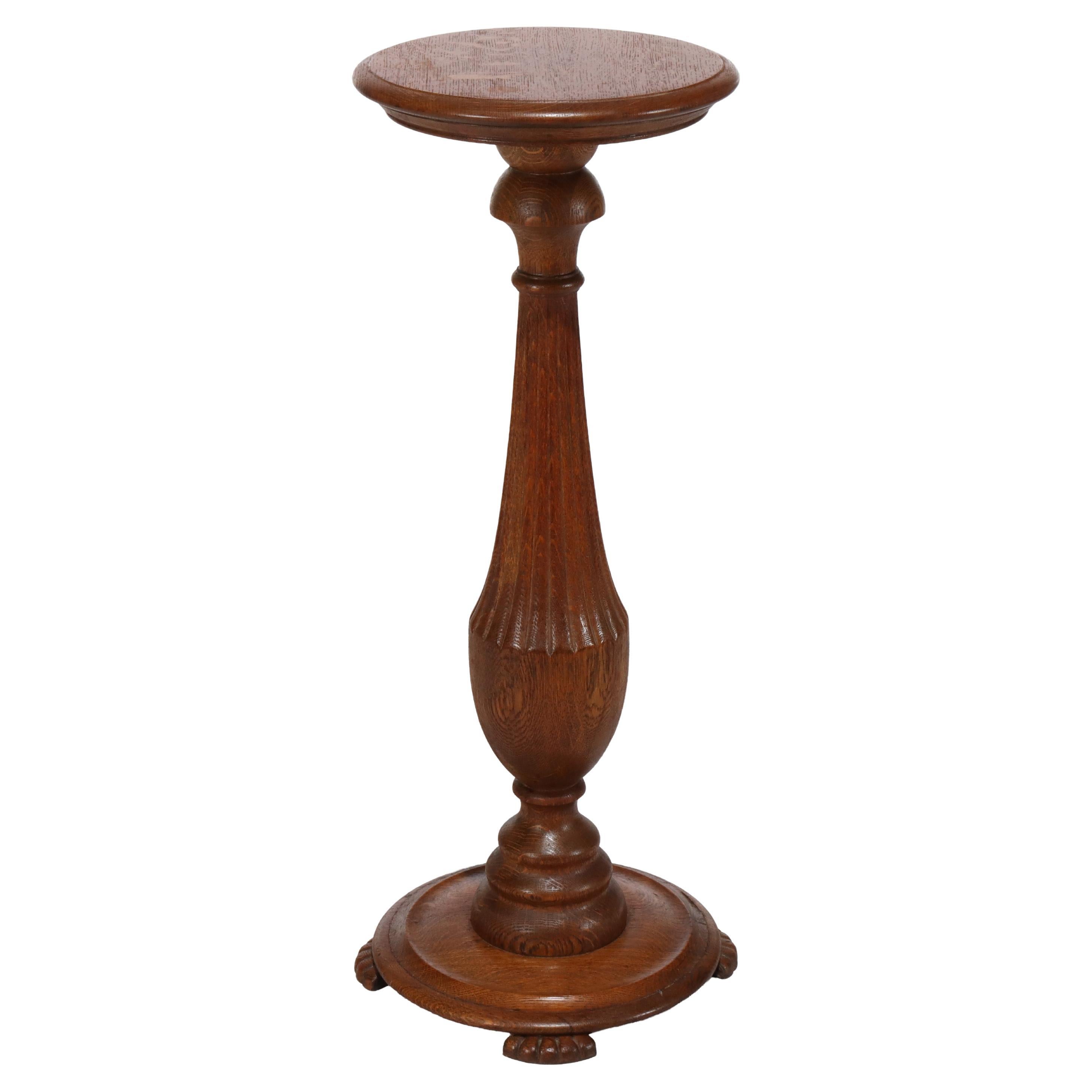 Antique Carved Oak Sculpture Stand C1920