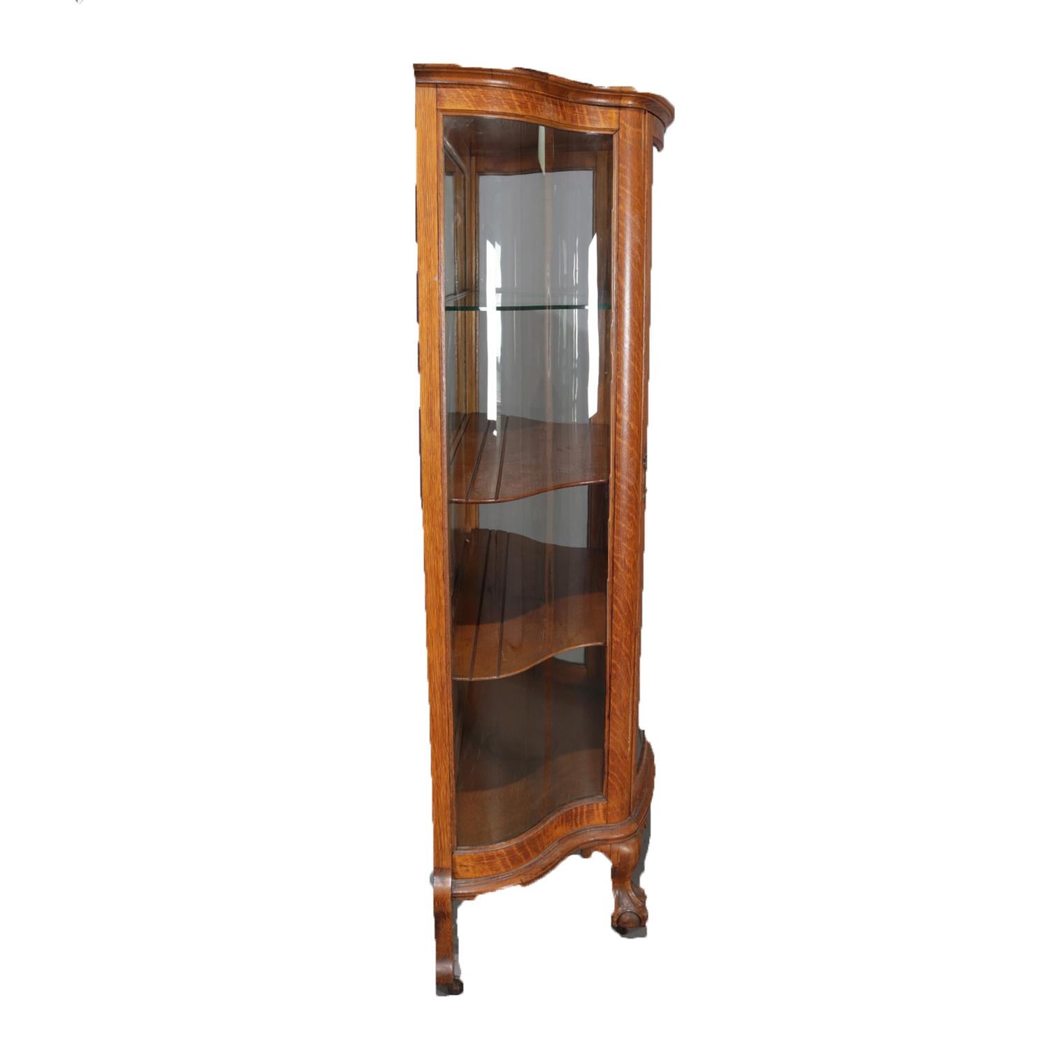 antique curved glass china cabinet for sale