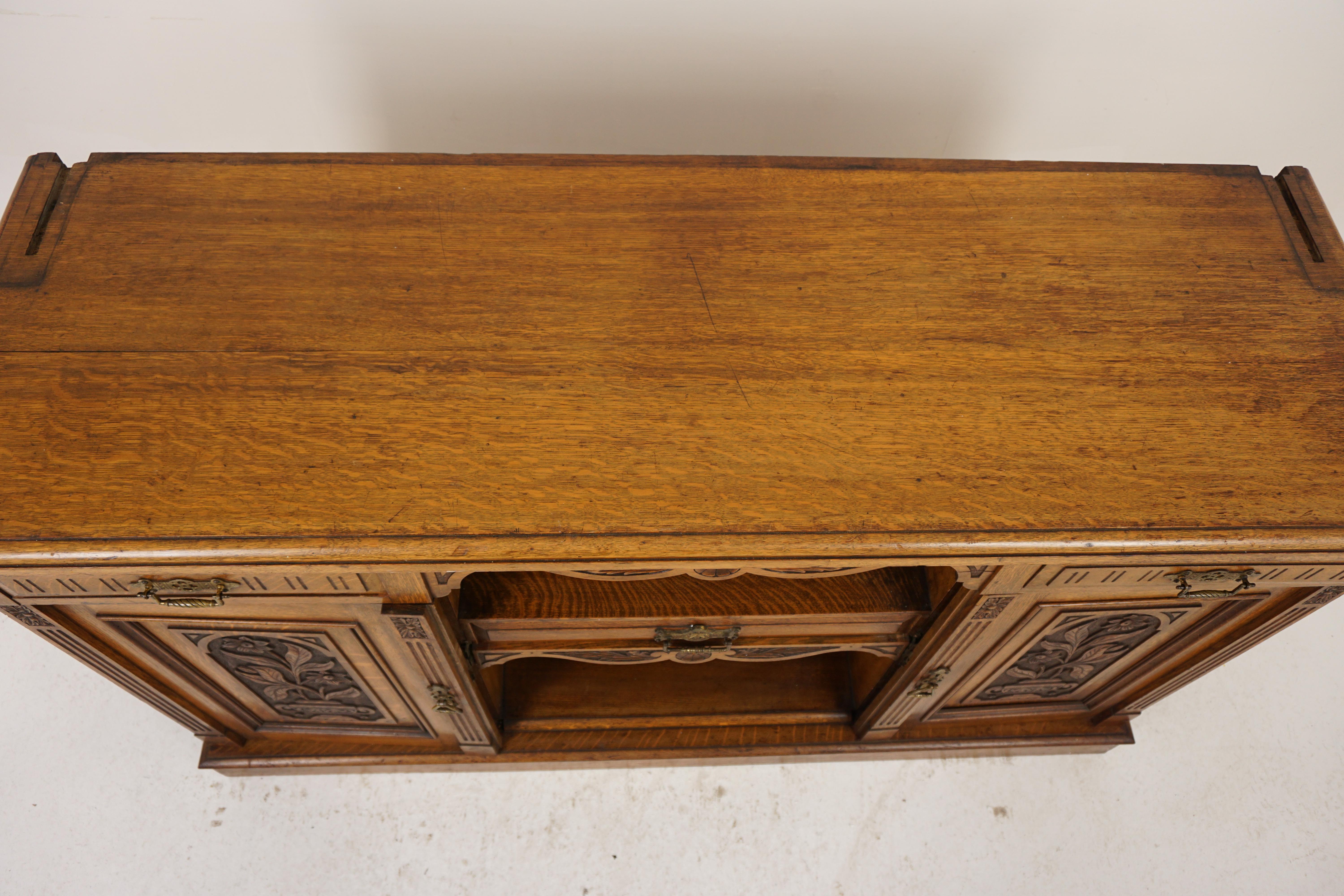 Antique Carved Oak Sideboard, Buffet, Server, Scotland 1880, H644 3