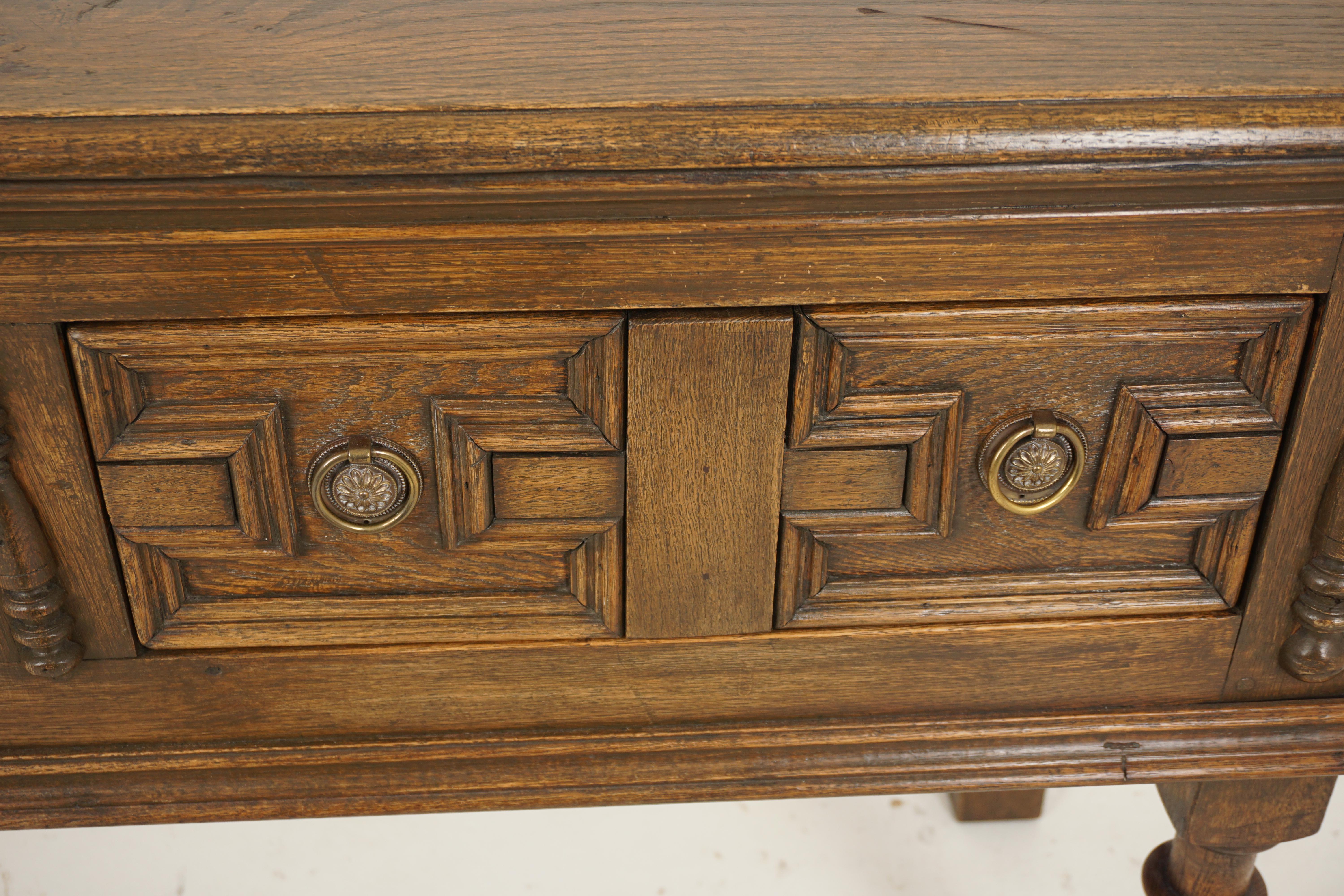 Antique Carved Oak Sideboard, Server, Hall and Sofa Table, Scotland 1910, H690 In Good Condition For Sale In Vancouver, BC