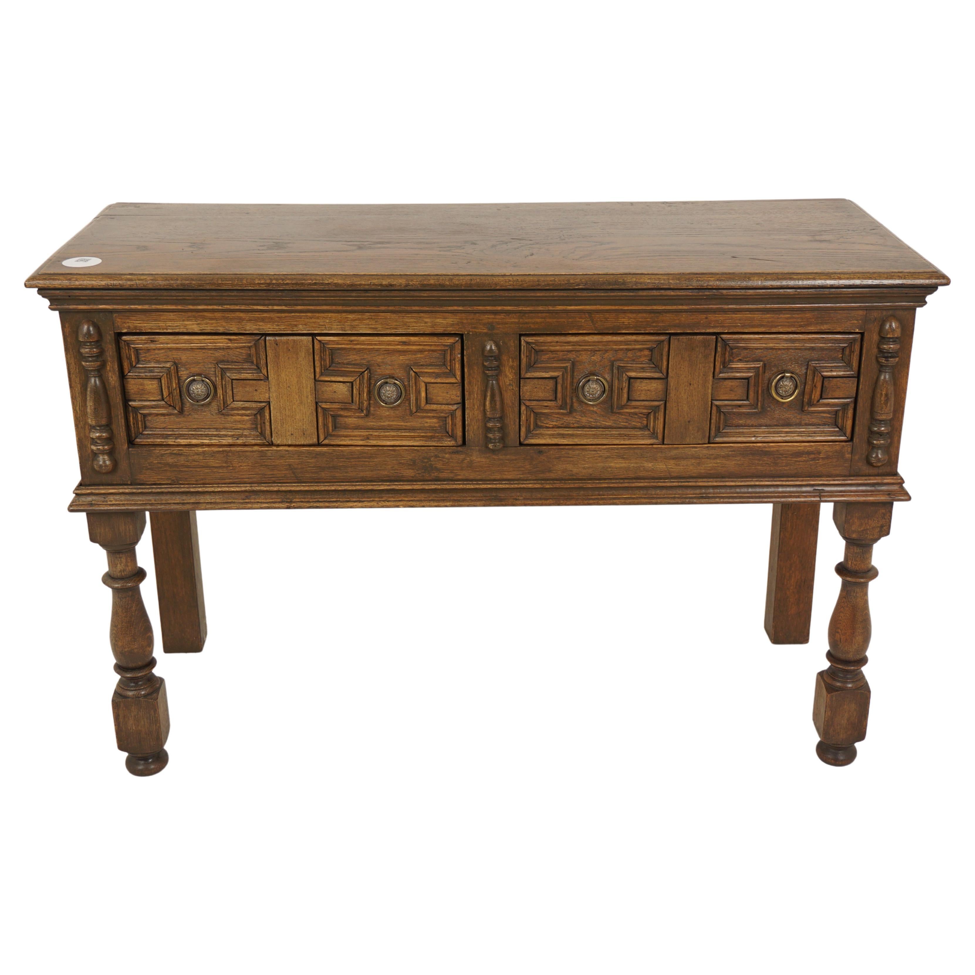 Antique Carved Oak Sideboard, Server, Hall and Sofa Table, Scotland 1910, H690 For Sale