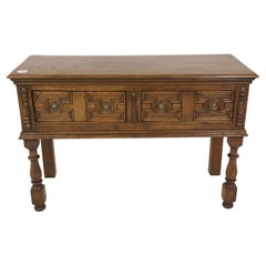 Antique Carved Oak Sideboard, Server, Hall and Sofa Table, Scotland 1910, B690