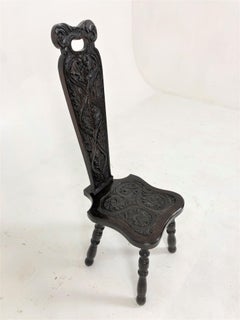 Antique Carved Oak Spinning Chair, Plant Stand, Scotland 1880, H709