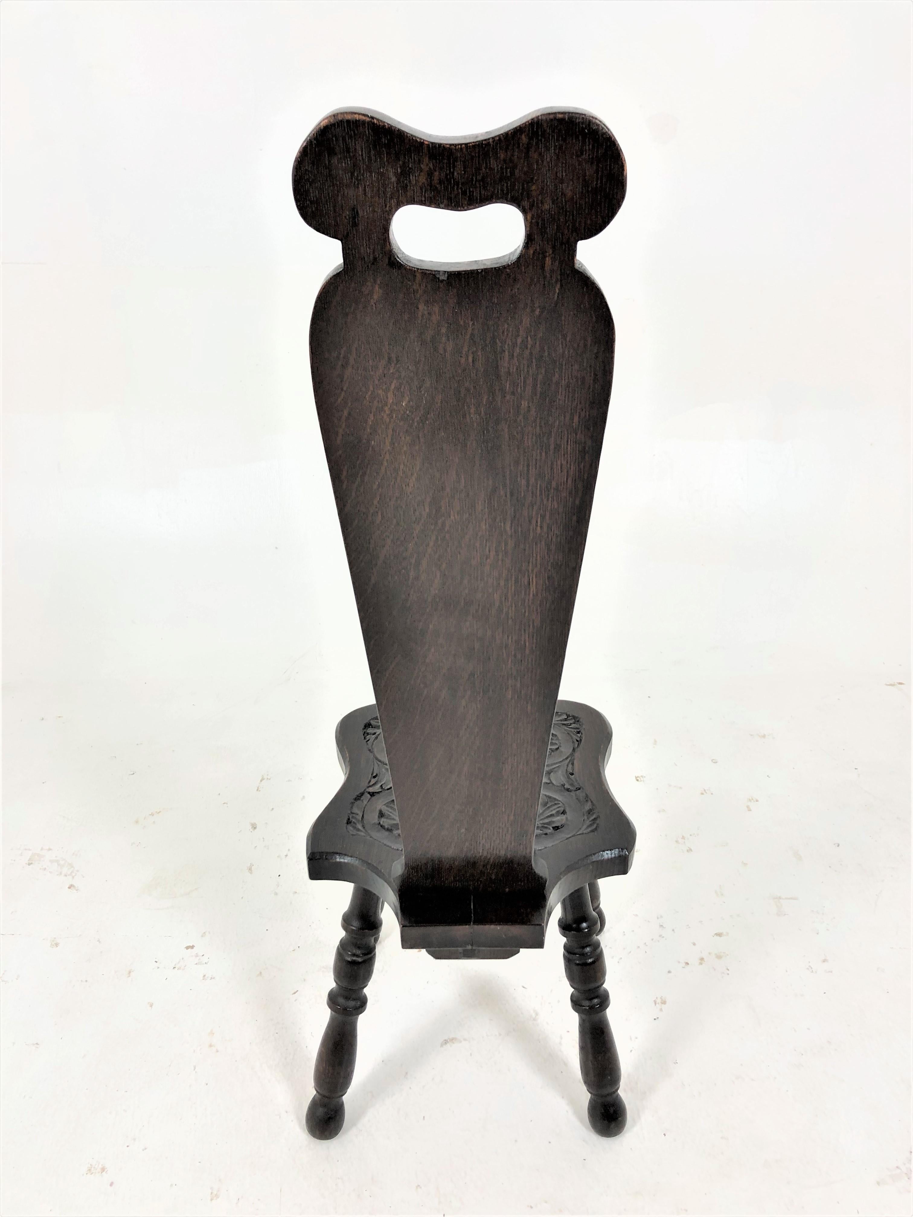 Late 19th Century Antique Carved Oak Spinning Chair, Plant Stand, Scotland 1880, H709 For Sale