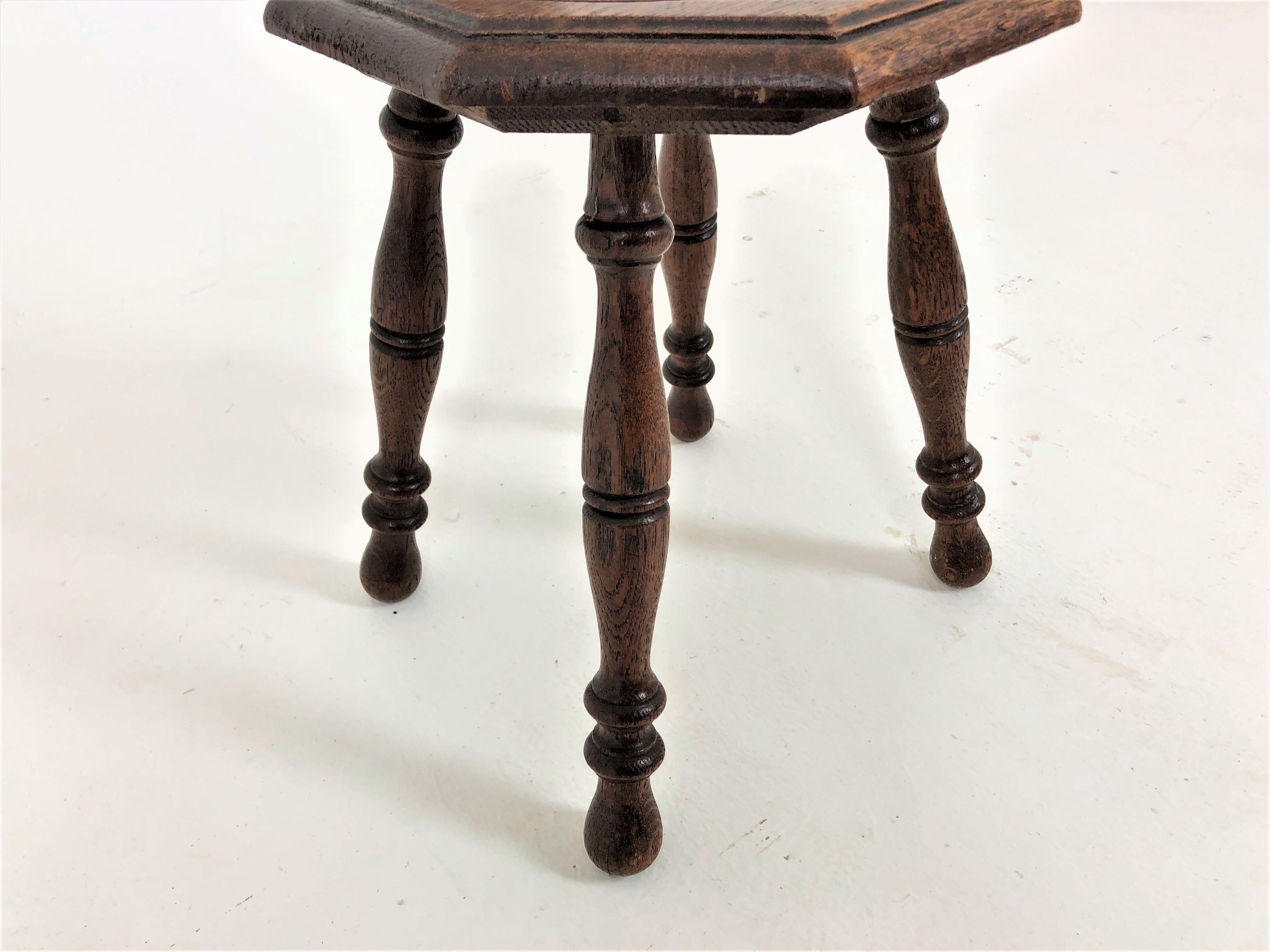 Scottish Antique Carved Oak Spinning Chair, Plant Stand, Scotland 1890, H711
