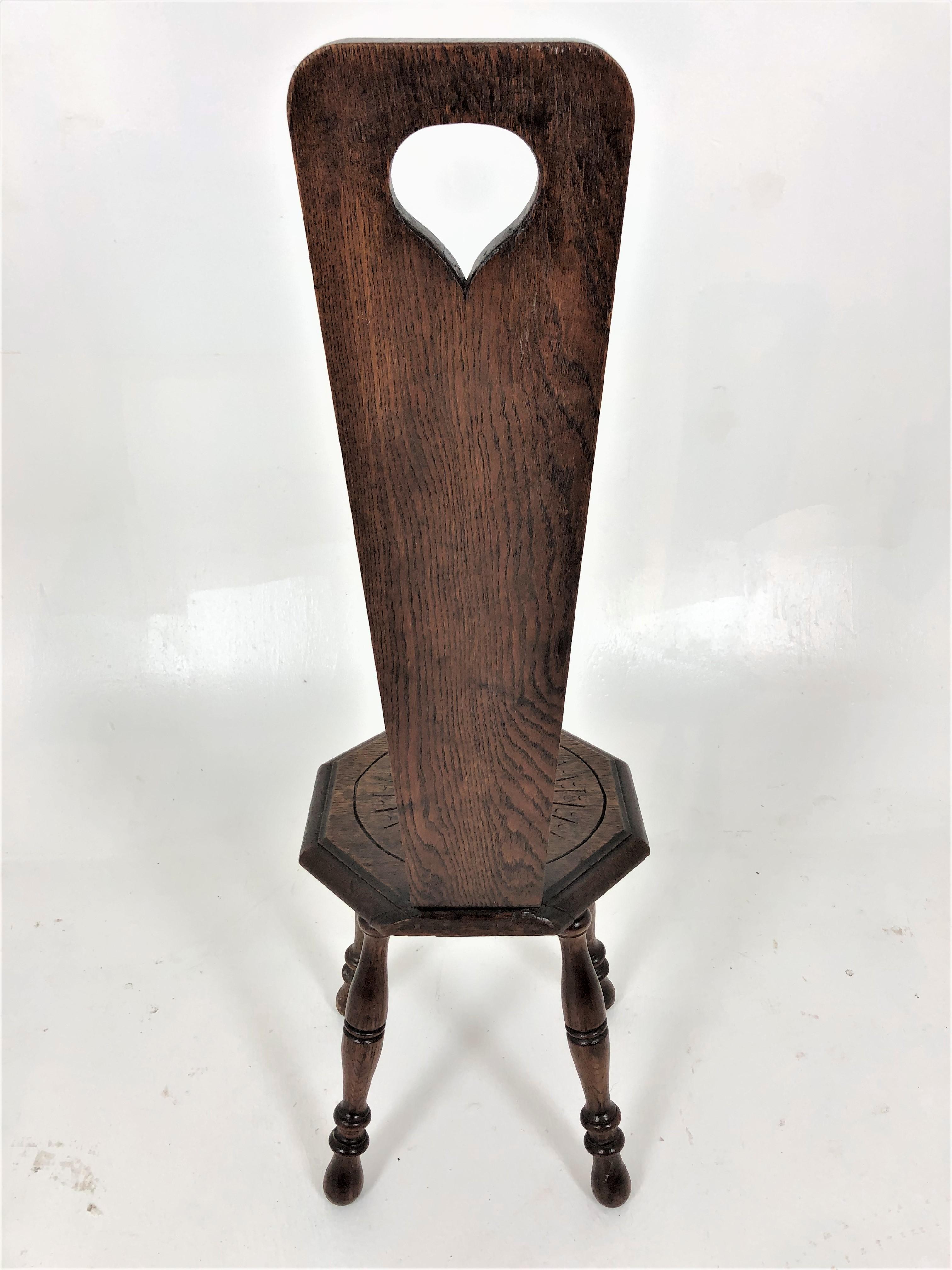Antique Carved Oak Spinning Chair, Plant Stand, Scotland 1890, H711 In Good Condition For Sale In Vancouver, BC