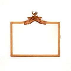 Antique Carved Oak Stag Mounted Mirror