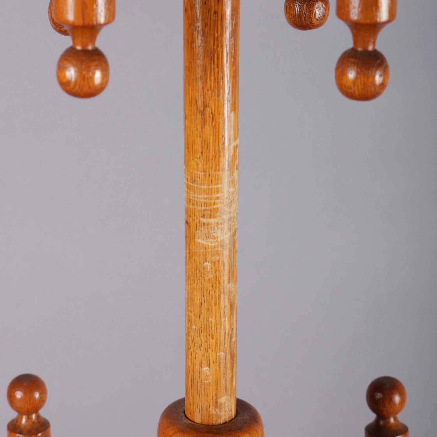 Antique Carved Oak Stick and Ball Adjustable Piano Stool, circa 1880 6