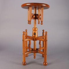 Antique Carved Oak Stick and Ball Adjustable Piano Stool, circa 1880