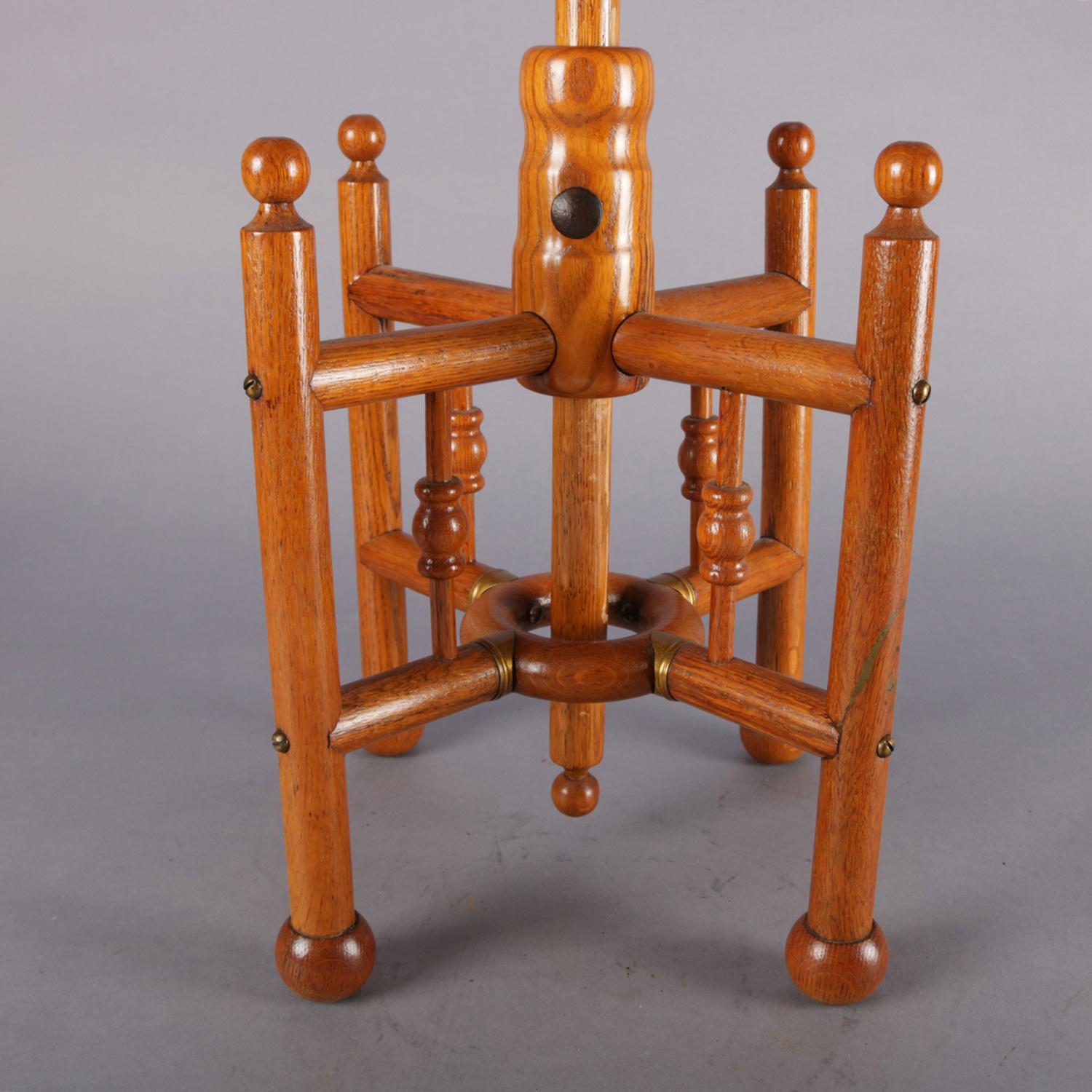 19th Century Antique Carved Oak Stick and Ball Adjustable Piano Stool, circa 1880