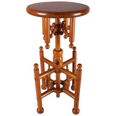 Antique Carved Oak Stick and Ball Adjustable Piano Stool, circa 1880