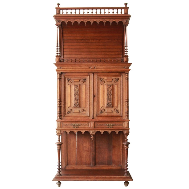Antique Carved Oak Tall French Bar at 1stDibs