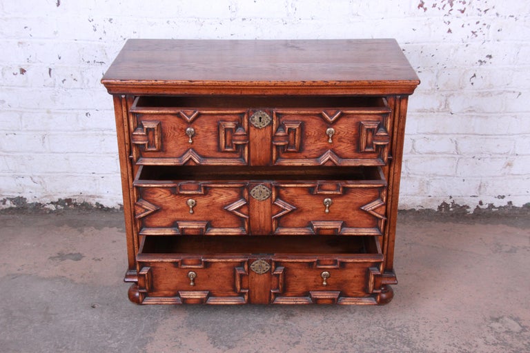 Antique Carved Oak ThreeDrawer Bachelor Chest at 1stDibs