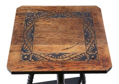 Antique Carved Oak Tripod Occasional Side Table