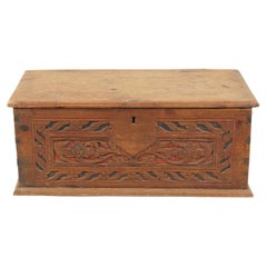 Antique Carved Oak Trunk, Toy Box, Scotland, 1860, B2797