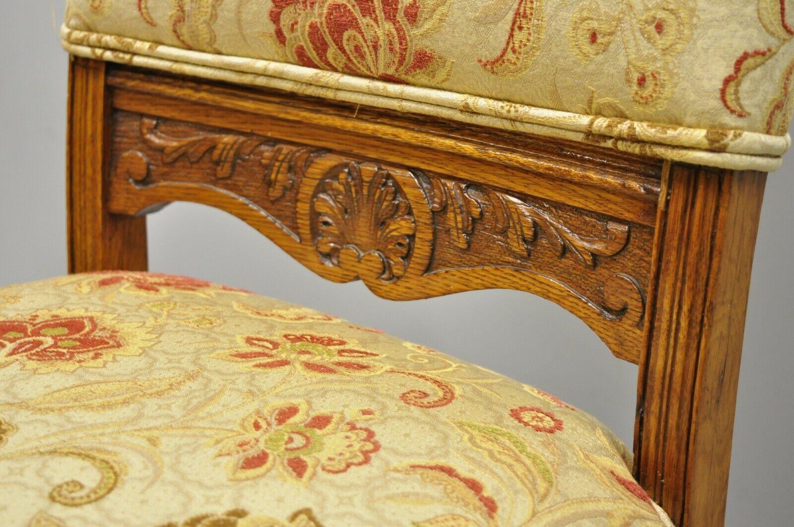 Antique Carved Oak Victorian Lion Head Renaissance Revival Dining Side Chair 3