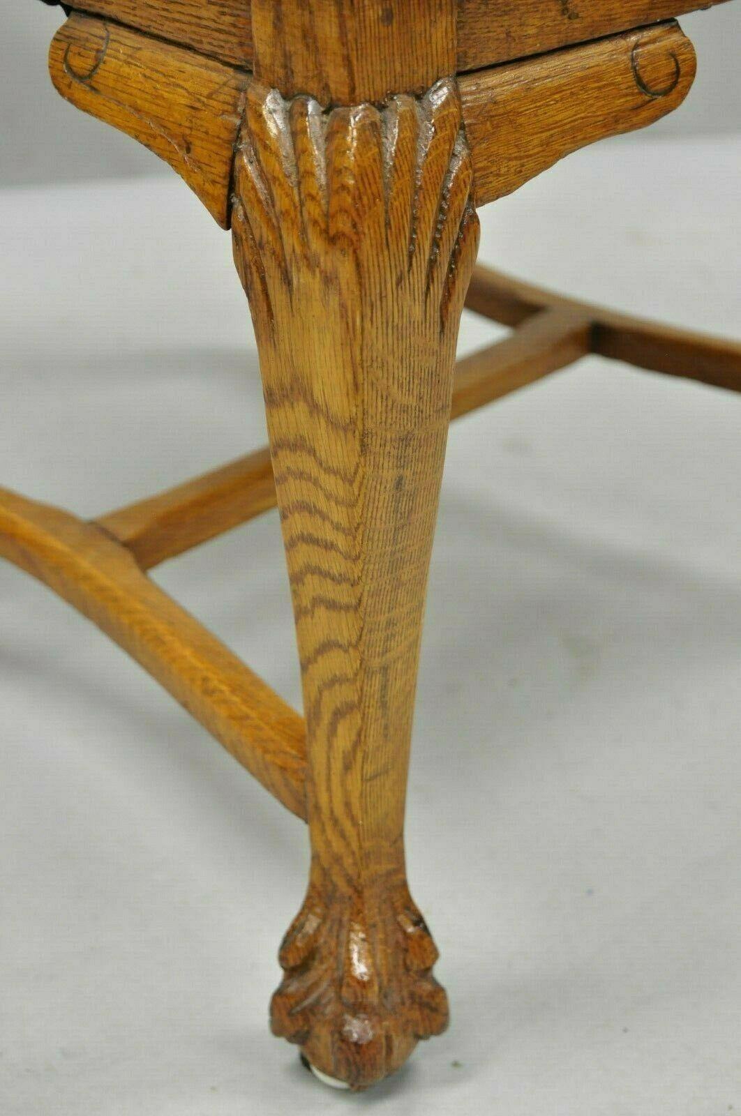 North American Antique Carved Oak Victorian Lion Head Renaissance Revival Dining Side Chair