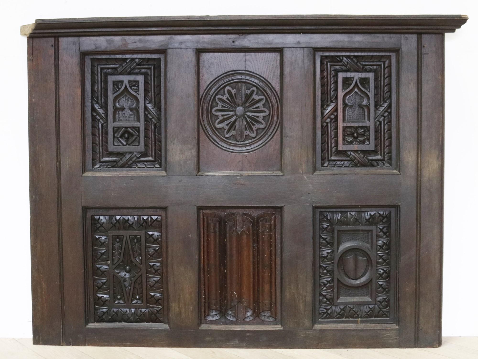 19th Century Antique Carved Oak Wall Panel