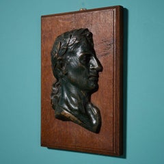Antique Carved Oak Wall Plaque of Julius Caesar