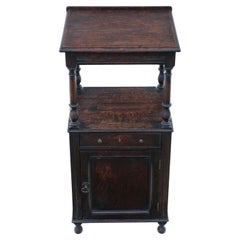 Antique Carved Oak Washstand Bedside Table 19th Century Nightstand