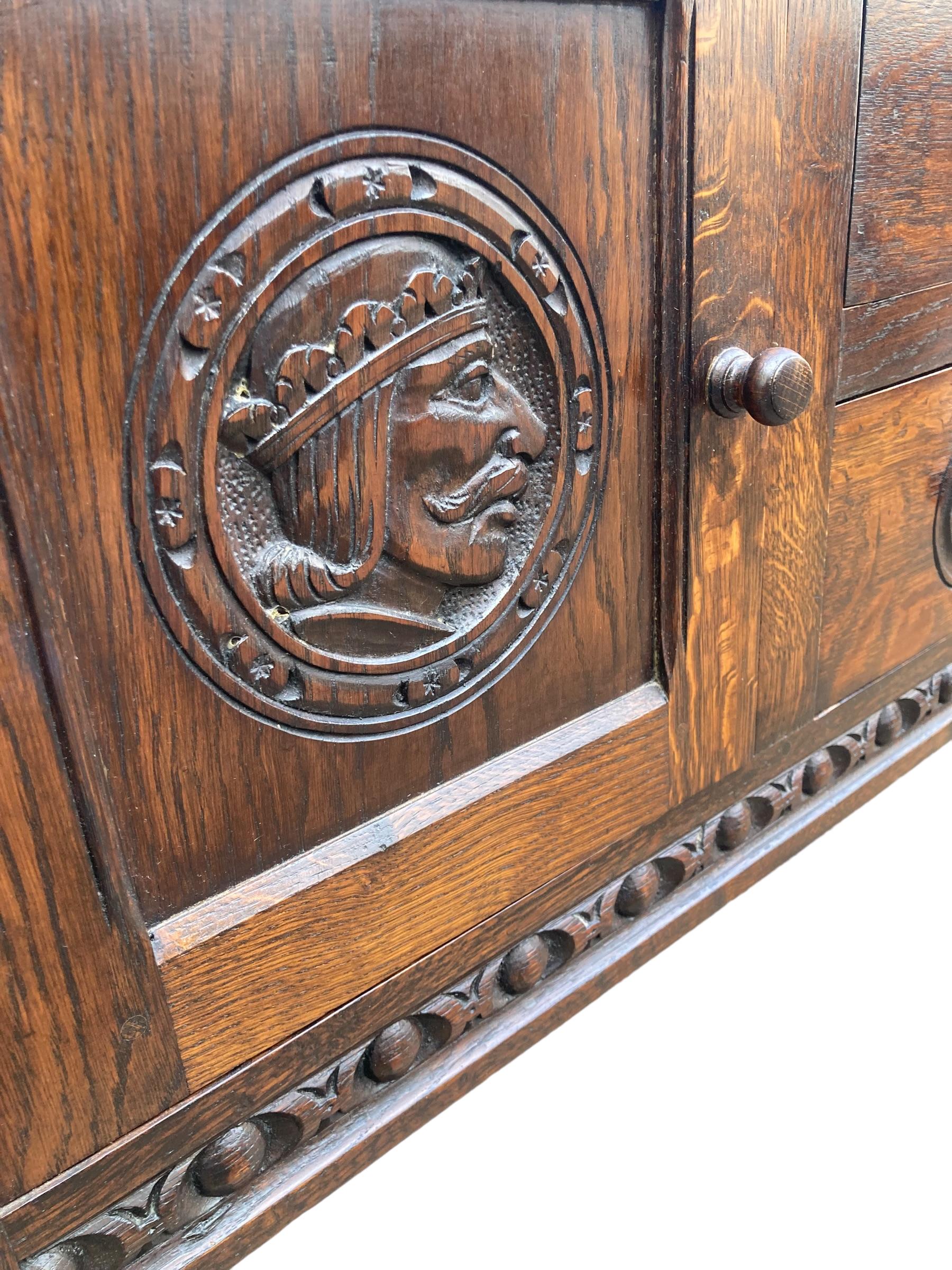 Jacobean Antique Carved Oak Welsh Dresser For Sale