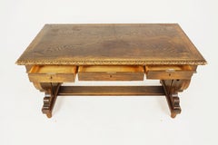 Antique Carved Oak Writing Table, Library, Desk, Denmark 1920, B27
