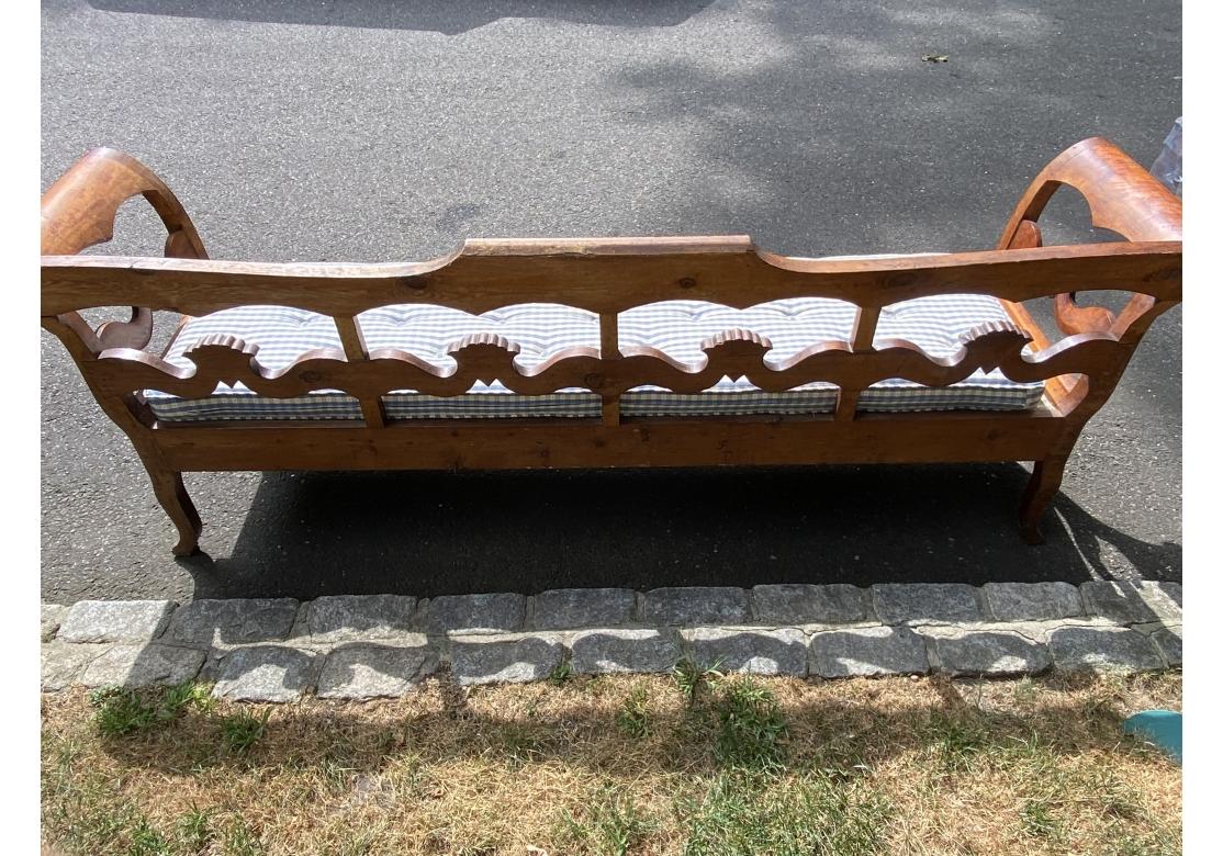 Antique Carved Painted Gustavian Style Scrolled Bench 8