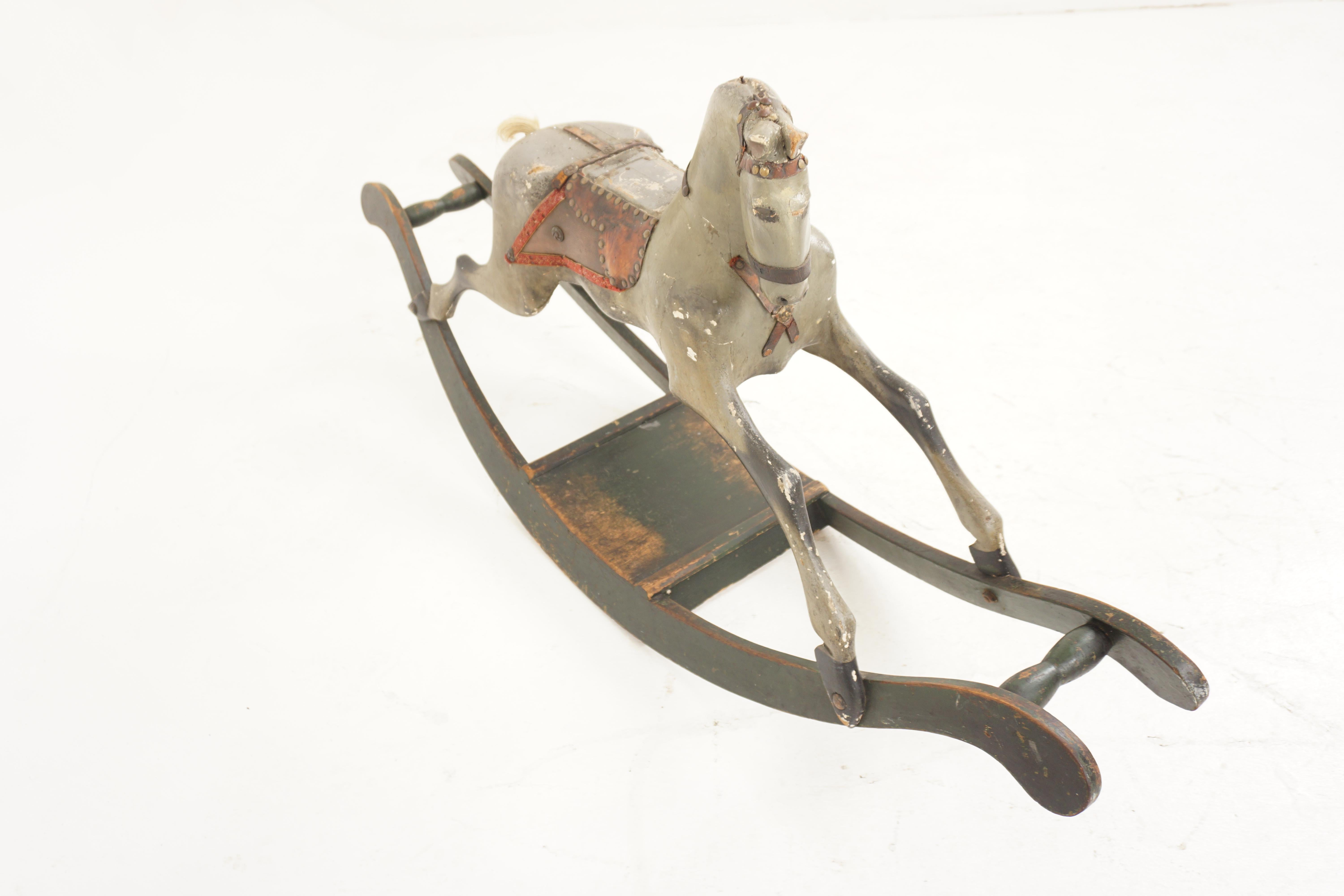 Antique Carved Painted Rocking Horse, Scotland 1860, H948 In Good Condition In Vancouver, BC