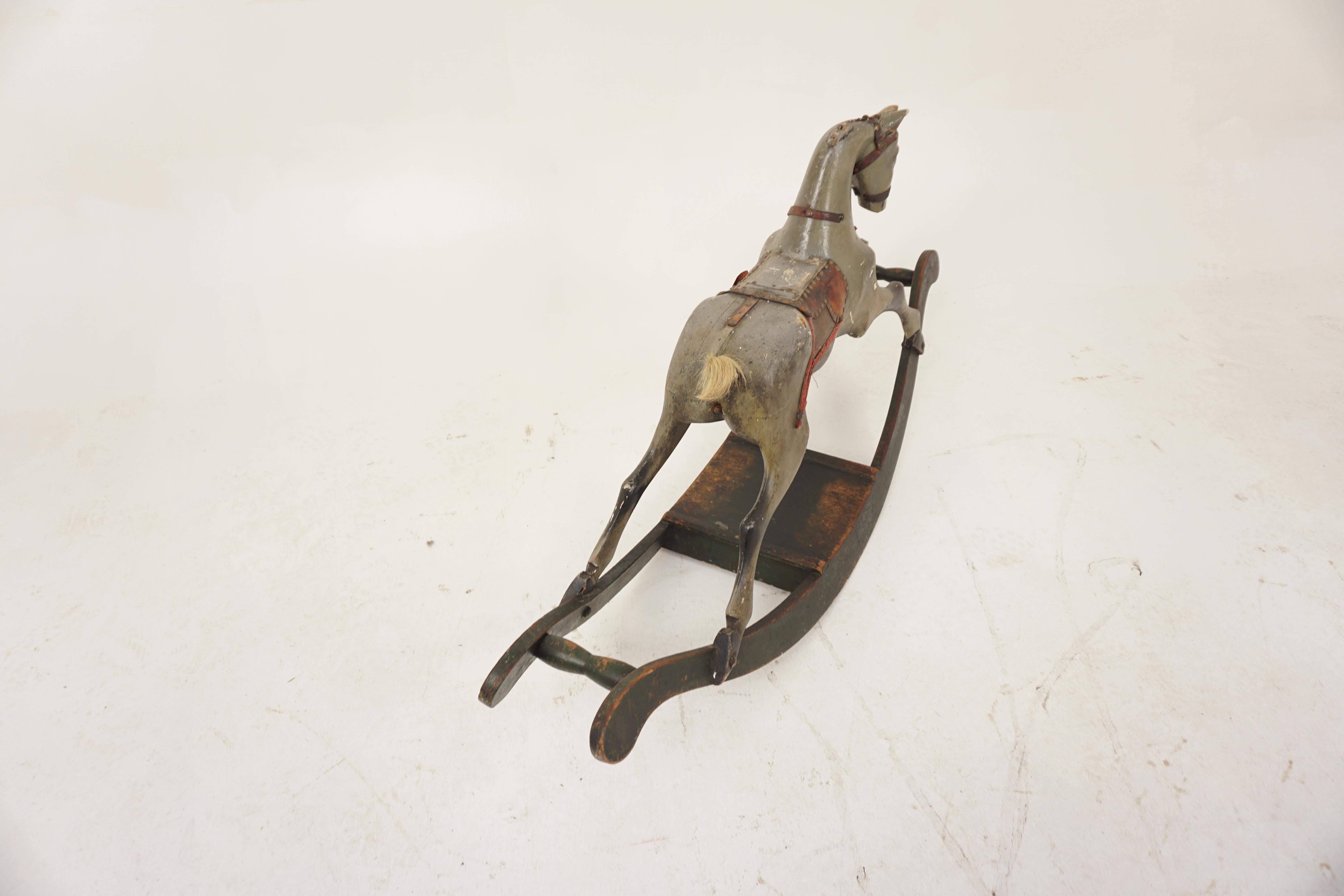 Antique Carved Painted Rocking Horse, Scotland 1860, H948 2