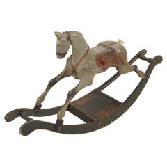 Antique Carved Painted Rocking Horse, Scotland 1860, H948