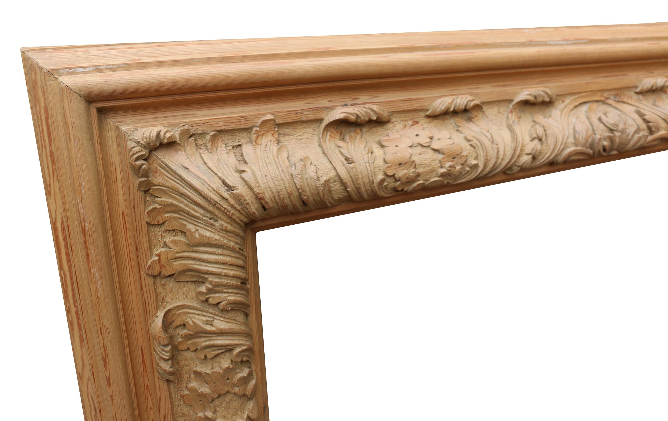 English Antique Carved Pine Bolection Fire Surround