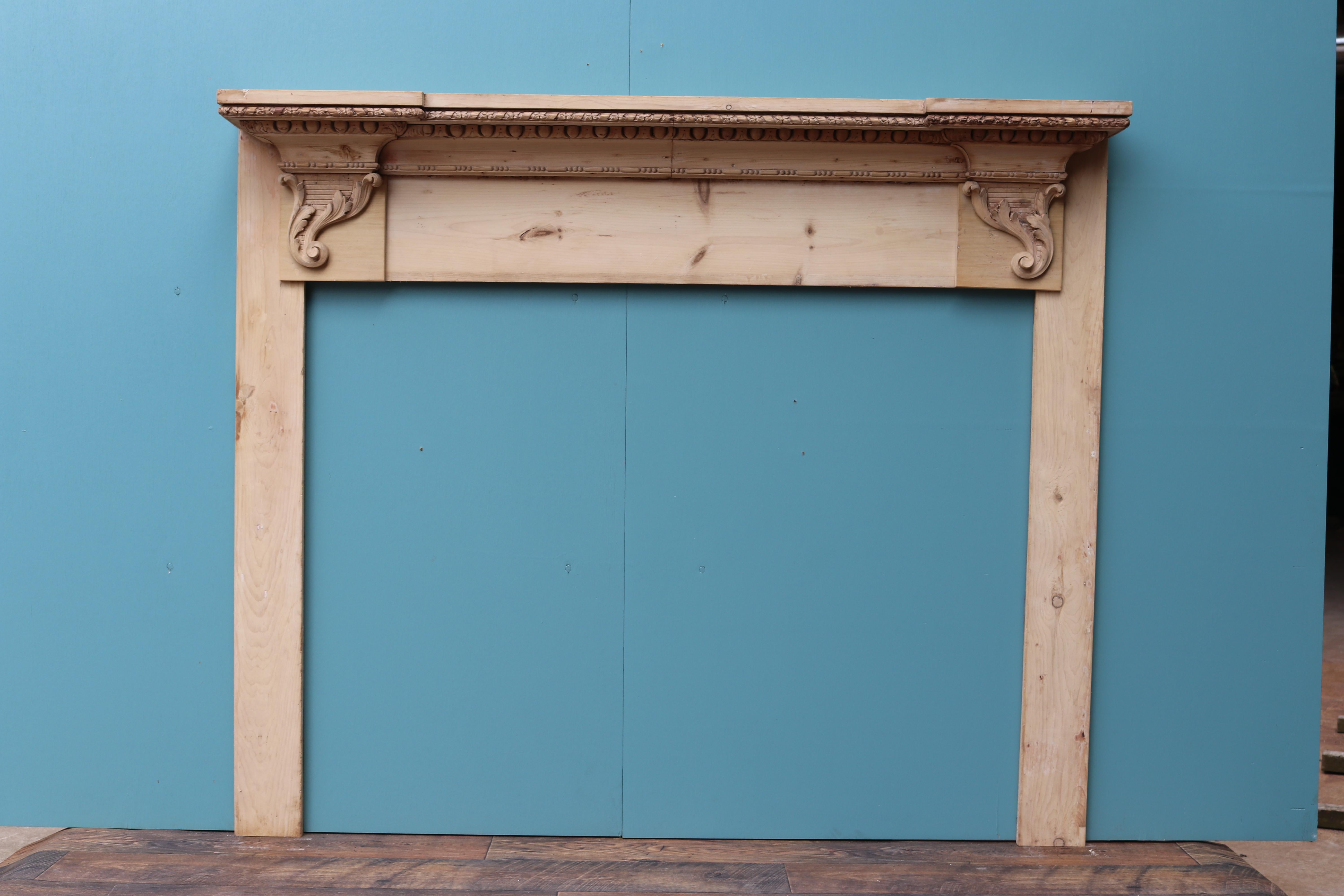 19th Century Antique Carved Pine Fire Mantel For Sale
