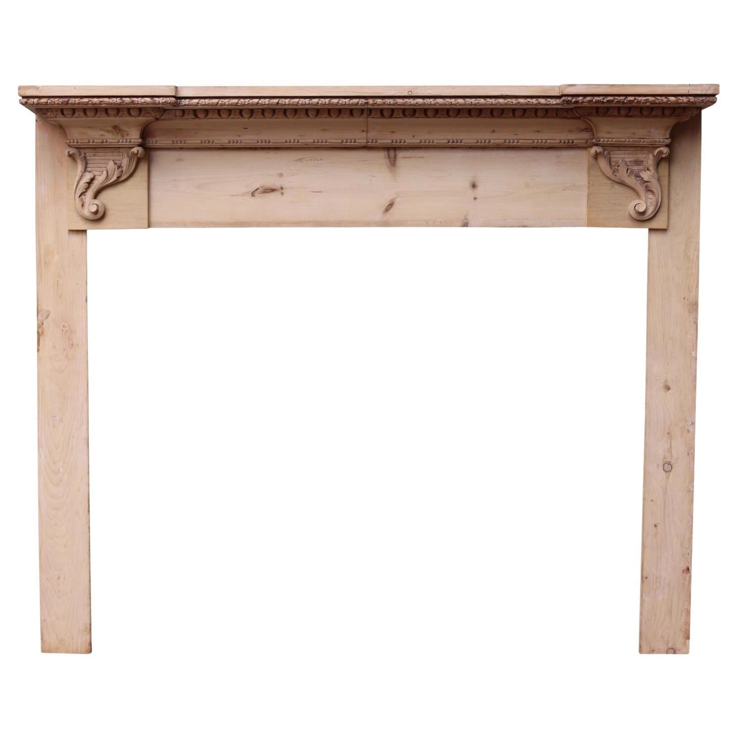 Antique Carved Pine Fire Mantel For Sale