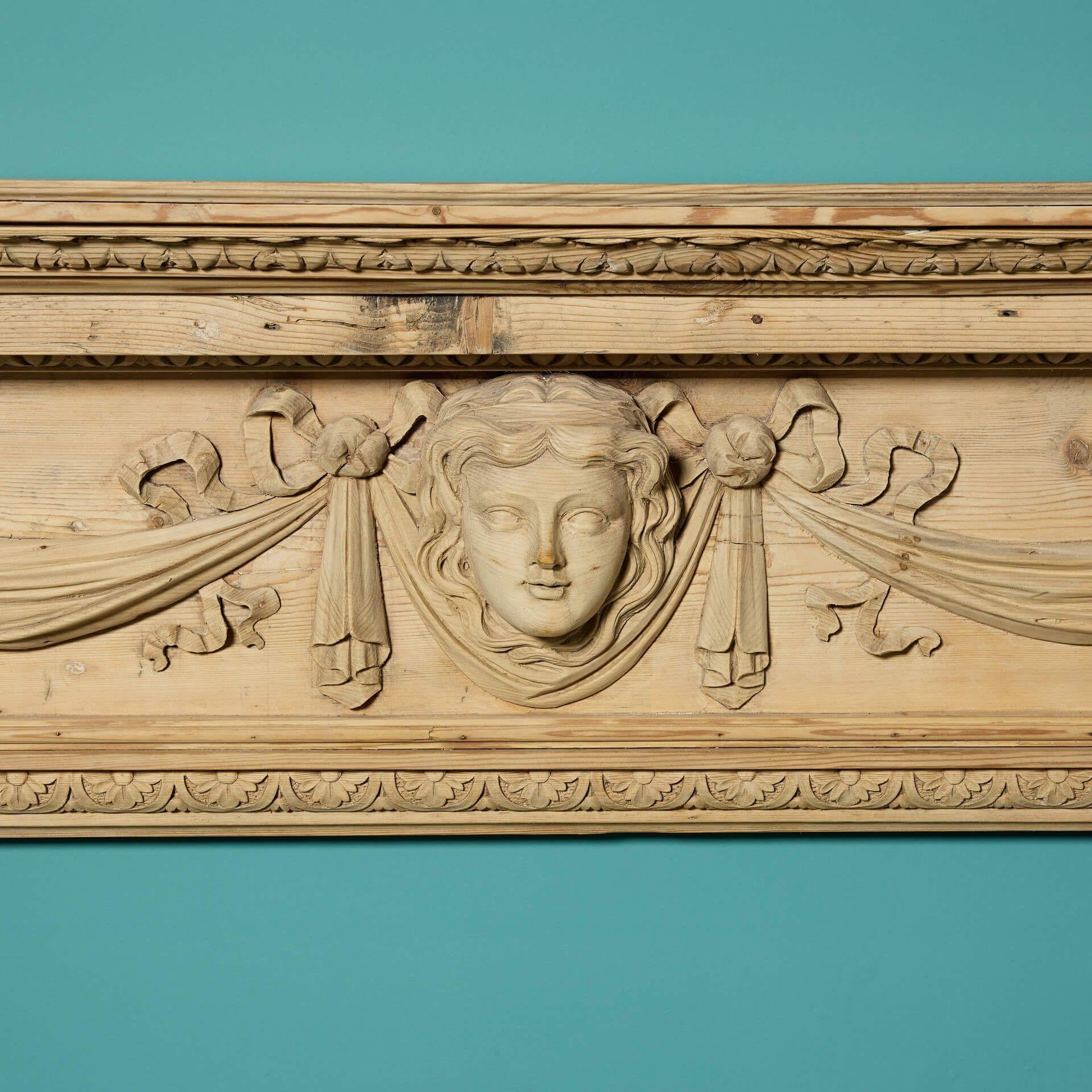 Georgian Antique Carved Pine Fire Mantel in the Style of William Kent For Sale