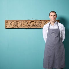 Antique Carved Pine Frieze Wall Panel with Scallop Shell