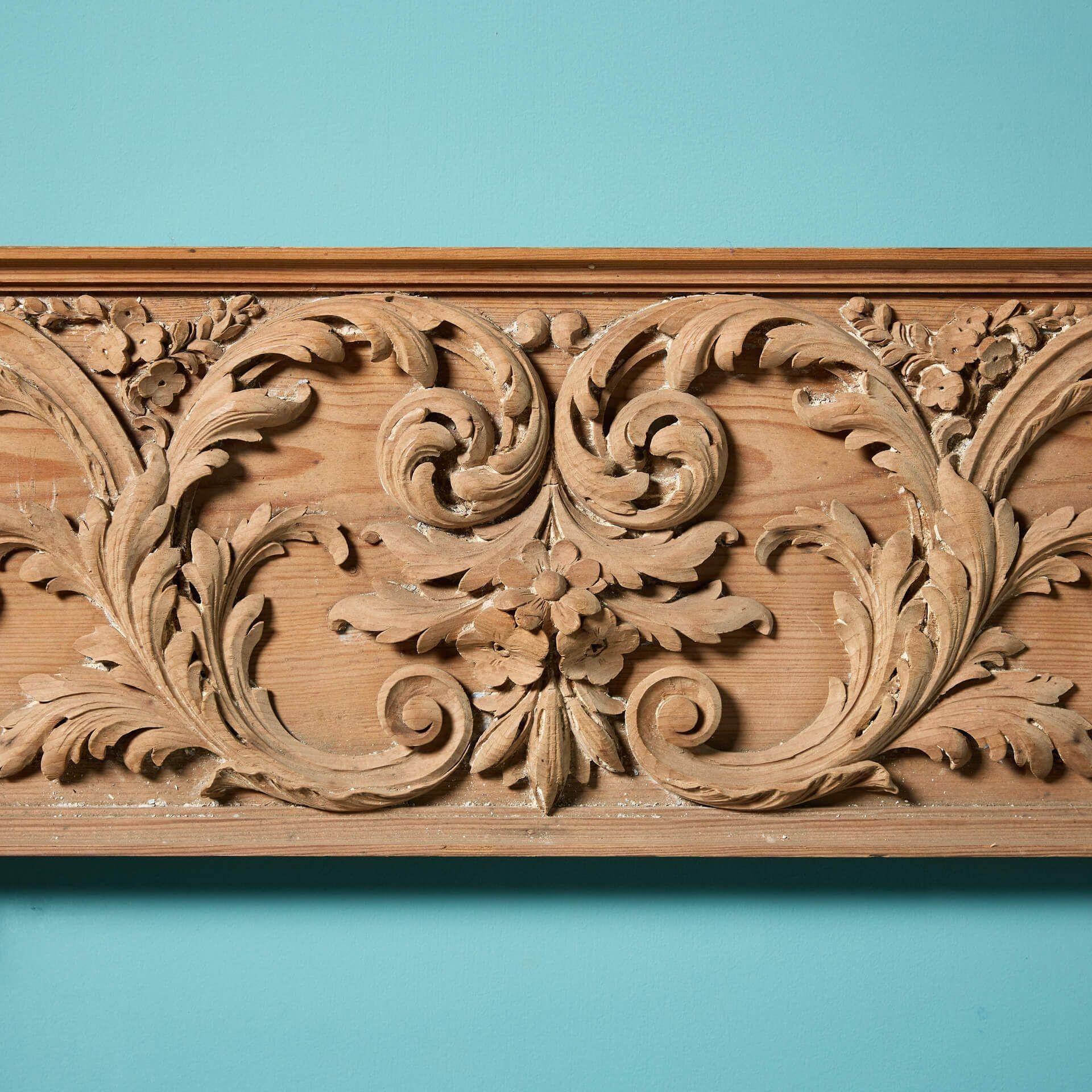 Georgian Antique Carved Pine Frieze Wall Panel with Scallop Shell For Sale